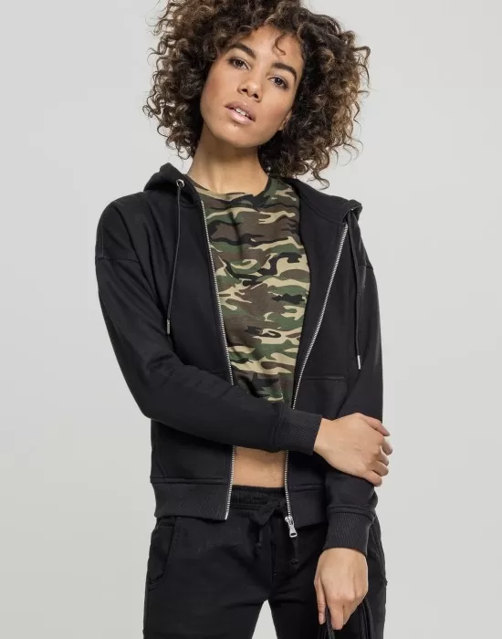 Дамски черен суичър с цип Urban Classics, Суичъри - Hoodstyle.bg