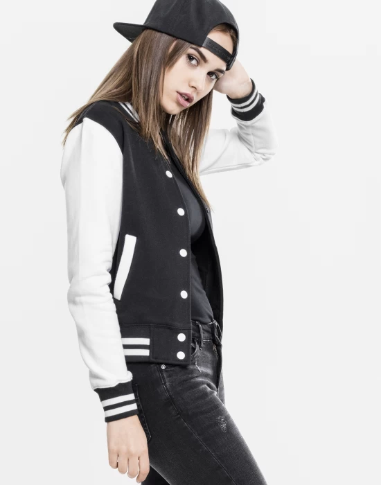 Дамско колежанско яке в черно и бяло от Urban Classics Ladies, Якета - Hoodstyle.bg