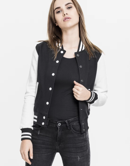 Дамско колежанско яке в черно и бяло от Urban Classics Ladies, Якета - Hoodstyle.bg