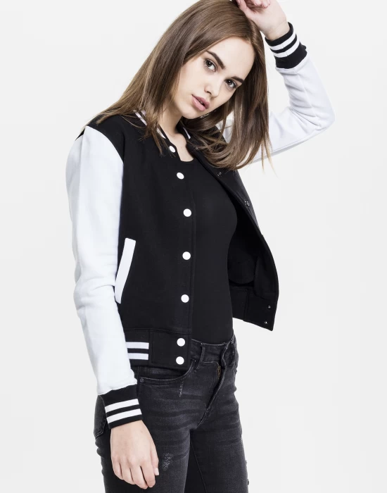 Дамско колежанско яке в черно и бяло от Urban Classics Ladies, Якета - Hoodstyle.bg