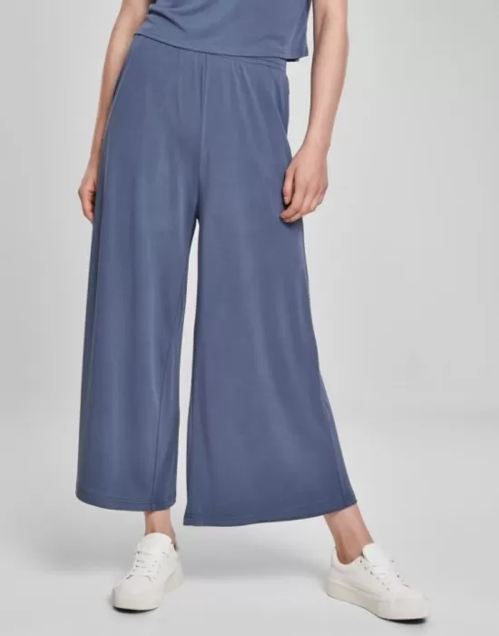 Дамски панталон в сив цвят Urban Classics Ladies Modal Culotte vintageblue, Панталони - Hoodstyle.bg
