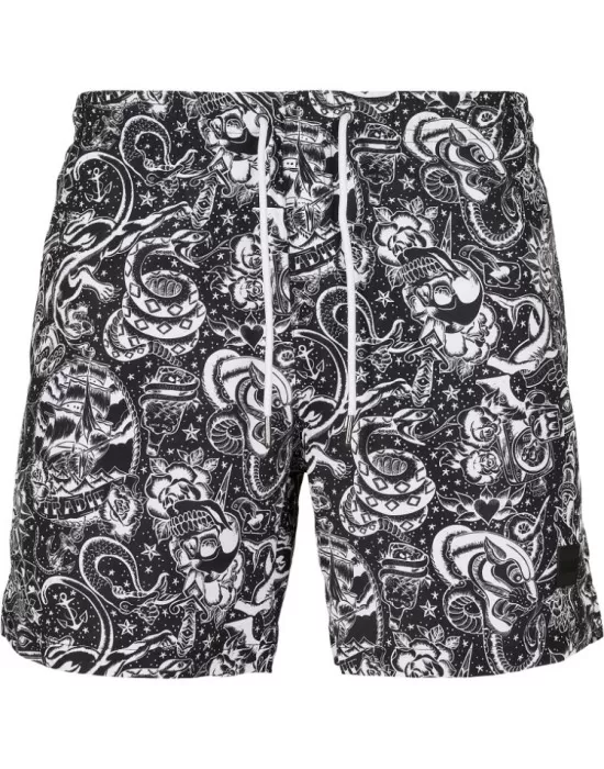 Мъжки плувни шорти Urban Classics Pattern?Swim Shorts tattoo aop, Къси панталони - Hoodstyle.bg