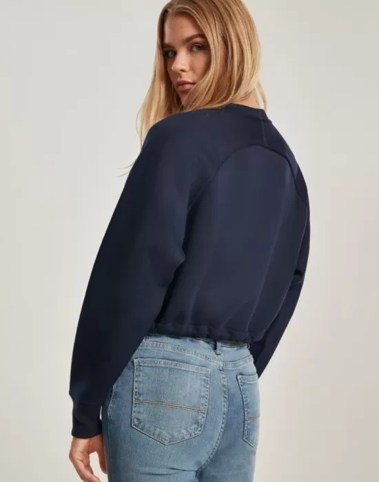 Къс дамски пуловер Urban Classics в тъмно синьо, Блузи - Hoodstyle.bg
