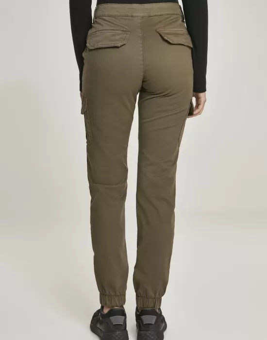 Дамски карго панталон в цвят маслина Urban Classics Ladies High Waist Cargo Pants, Панталони - Hoodstyle.bg
