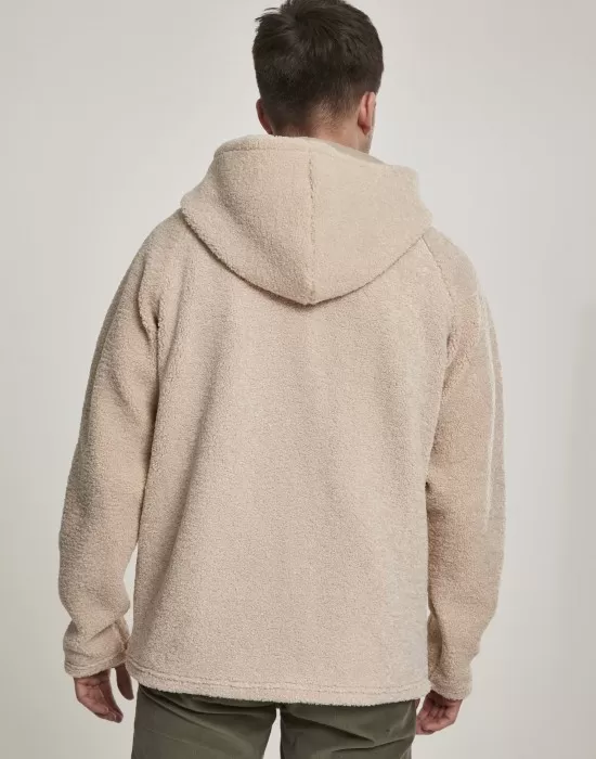 Мъжко яке в пясъчен цвят от Urban Classics Hooded Sherpa Zip, Зимни якета - Hoodstyle.bg
