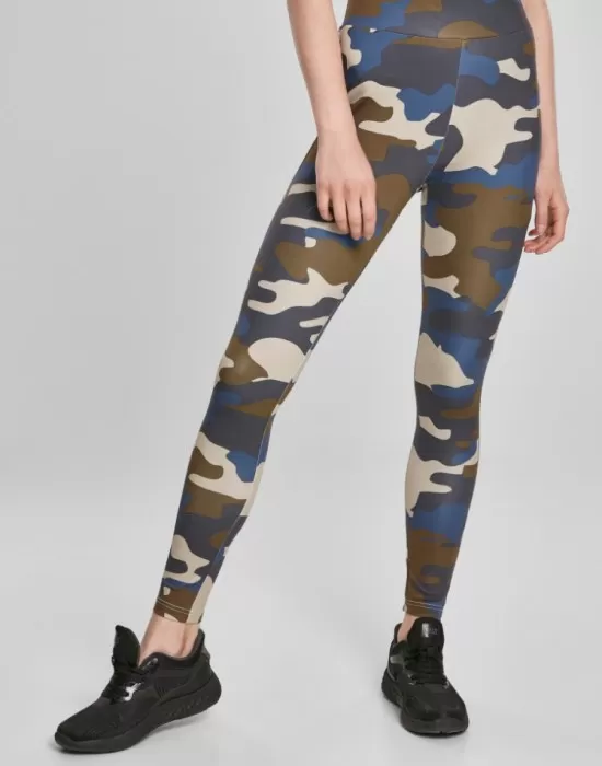 Дамски клин в цвят маслина с камуфлажни шарки Urban Classics Ladies High Waist Camo Tech Leggings, Клинове - Hoodstyle.bg