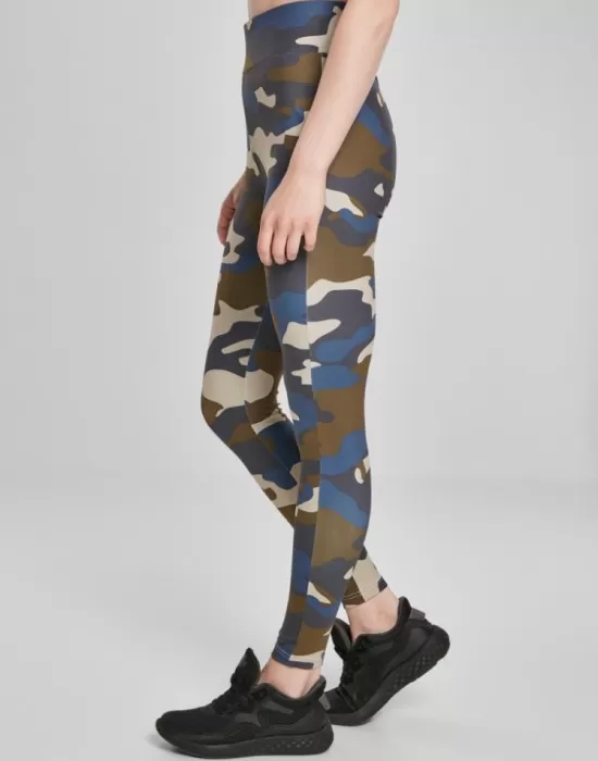 Дамски клин в цвят маслина с камуфлажни шарки Urban Classics Ladies High Waist Camo Tech Leggings, Клинове - Hoodstyle.bg
