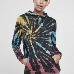 Дамски суичър черен Urban Classics Ladies Tie Dye Hoody 