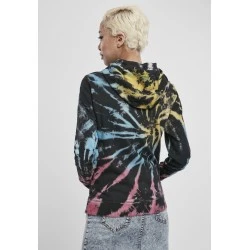 Дамски суичър черен Urban Classics Ladies Tie Dye Hoody 