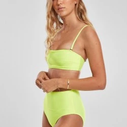 Бански костюм от две части Urban Classics Ladies High Waist Bandeau Bikini electriclime 