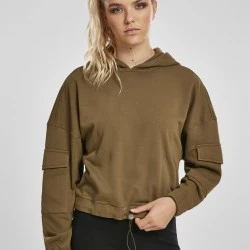 Дамски суичър в цвят маслина Urban Classics Ladies Short Worker Hoody 