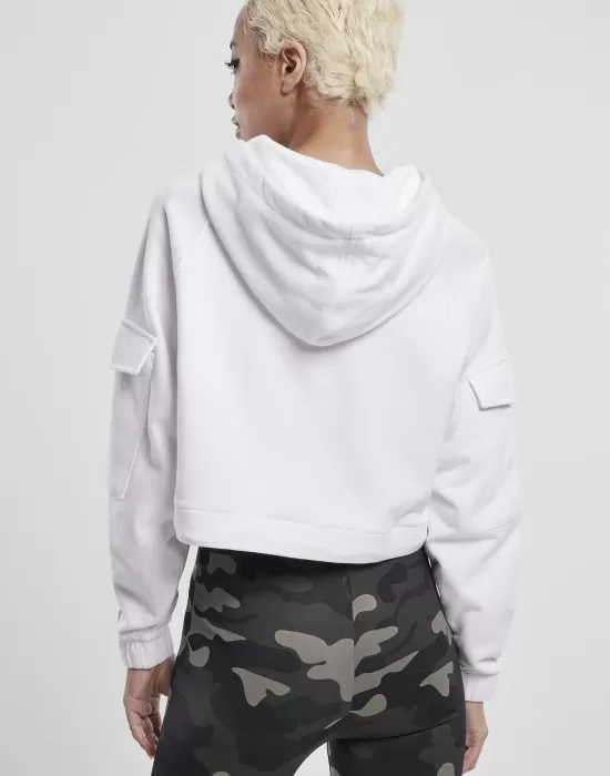 Дамски суичър в бяло Urban Classics Ladies Short Worker Hoody, Суичъри - Hoodstyle.bg