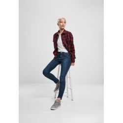 Дамска карирана риза в тъмносиньо и червено Urban Classics Ladies Oversized Overshirt midnightnavy/red 