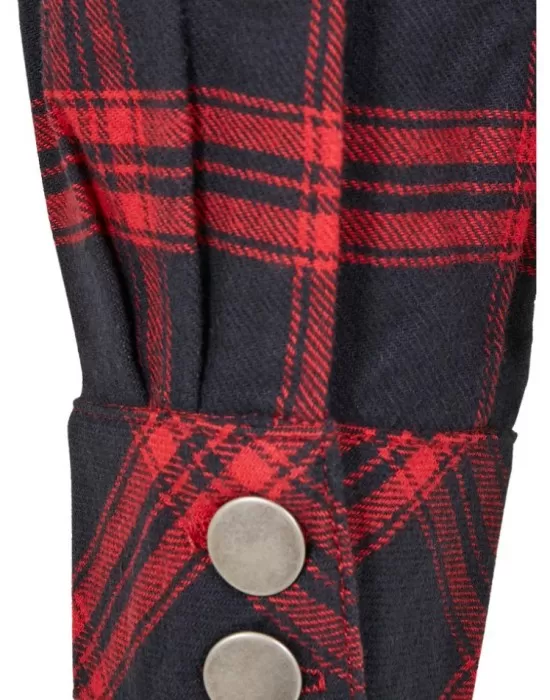 Дамска карирана риза в тъмносиньо и червено Urban Classics Ladies Oversized Overshirt midnightnavy/red, Жилетки - Hoodstyle.bg