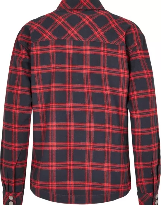 Дамска карирана риза в тъмносиньо и червено Urban Classics Ladies Oversized Overshirt midnightnavy/red, Жилетки - Hoodstyle.bg