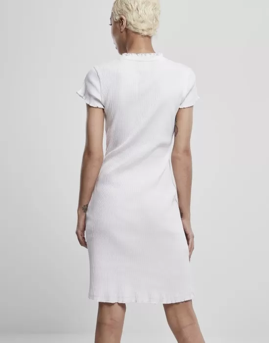 Дамска рокля в бяло Urban Classics Ladies Rib Tee Dress, Рокли - Hoodstyle.bg
