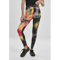 Дамски клин в черно и тъмнорозово от Urban Classics Ladies Tie Dye High Waist Leggings
