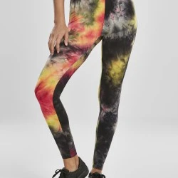 Дамски клин в черно и тъмнорозово от Urban Classics Ladies Tie Dye High Waist Leggings