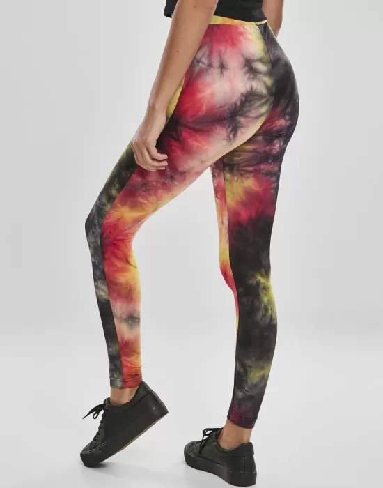 Дамски клин в черно и тъмнорозово от Urban Classics Ladies Tie Dye High Waist Leggings, Клинове - Hoodstyle.bg