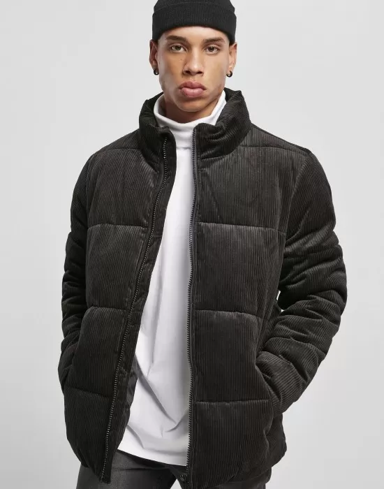 Мъжко яке черно Urban Classics Boxy Corduroy Puffer, Зимни якета - Hoodstyle.bg