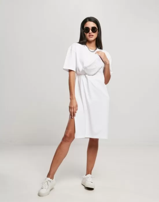 Дамска рокля в бял цвят Urban Classics от органичен памук, Рокли - Hoodstyle.bg
