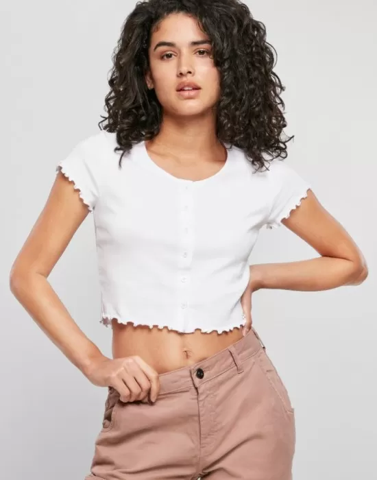 Дамска къса тениска в бял цвят Urban Classics, Тениски - Hoodstyle.bg