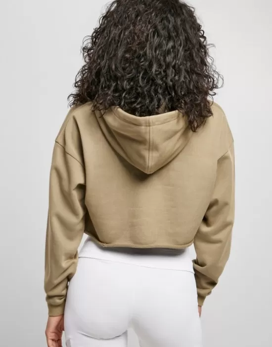Дамски къс суичър в цвят каки Urban Classics, Суичъри - Hoodstyle.bg