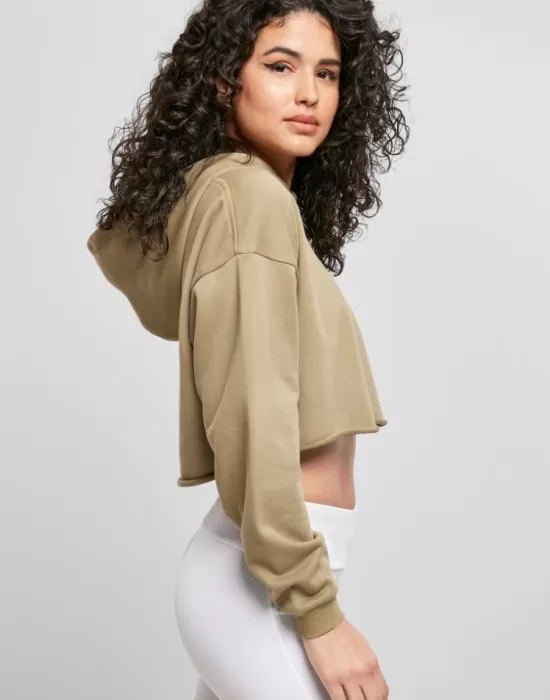 Дамски къс суичър в цвят каки Urban Classics, Суичъри - Hoodstyle.bg