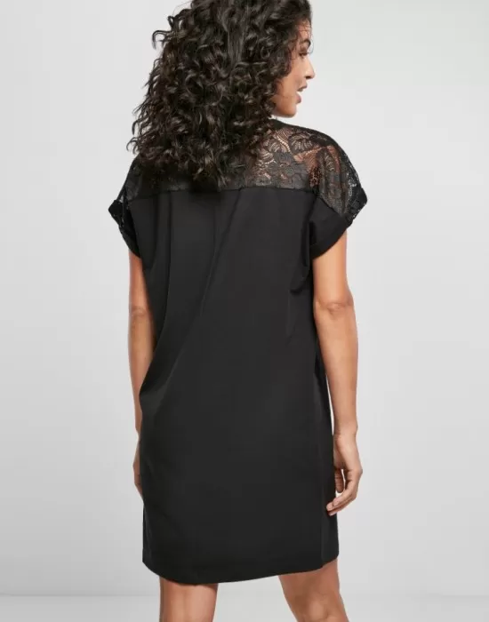 Дамска рокля в черен цвят Urban Classics Lace Tee, Рокли - Hoodstyle.bg