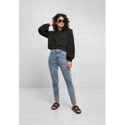 Дамска блуза в черен цвят Urban Classics Padded Shoulder Modal Terry Crewneck 