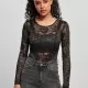 Дамско дантелено боди в черен цвят Urban Classics, Блузи - Hoodstyle.bg
