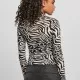 Дамска блуза в черно и бяло Urban Classics Ladies AOP Mesh Turtleneck Longsleeve, Блузи - Hoodstyle.bg