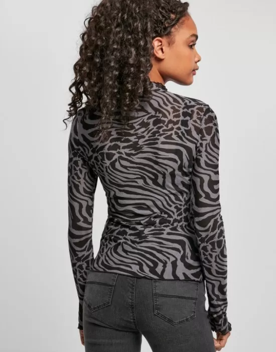 Дамска блуза Urban Classics Ladies AOP Mesh Turtleneck Longsleeve, Блузи - Hoodstyle.bg