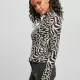 Дамска блуза в черно и бяло Urban Classics Ladies AOP Mesh Turtleneck Longsleeve, Блузи - Hoodstyle.bg