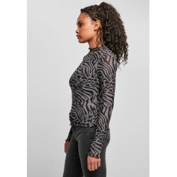 Дамска блуза Urban Classics Ladies AOP Mesh Turtleneck Longsleeve 