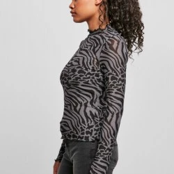 Дамска блуза Urban Classics Ladies AOP Mesh Turtleneck Longsleeve 