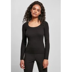 Дамски пуловер в черен цвят Urban Classics Ladies Wide Neckline Sweater 