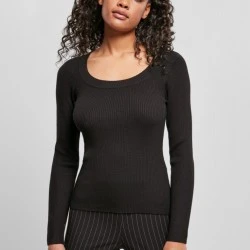 Дамски пуловер в черен цвят Urban Classics Ladies Wide Neckline Sweater 