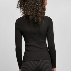 Дамски пуловер в черен цвят Urban Classics Ladies Wide Neckline Sweater 