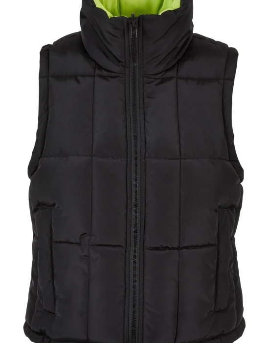 Дамска двулицева грейка в цвят черно/зелено Reversible Puffer Vest, Жилетки - Hoodstyle.bg