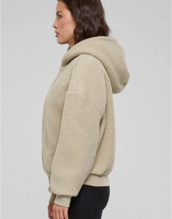 Дамски суичър в бежово Urban Classics Oversized Sherpa Zip, Суичъри - Hoodstyle.bg