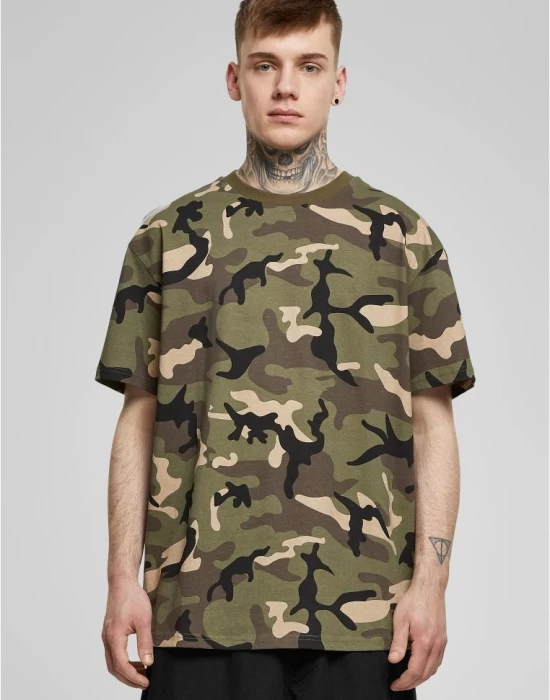Мъжка камуфлажна тениска Oversized Camo wood, Тениски - Hoodstyle.bg