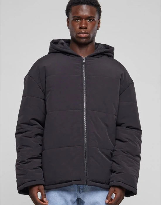 Мъжко яке в черно Urban Classics Hooded Block Puffe, Зимни якета - Hoodstyle.bg