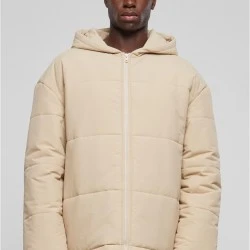 Мъжко яке в цвят пясък Urban Classics Hooded Block Puffe