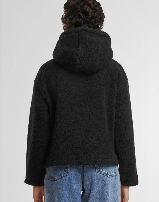 Дамско яке в черно Urban Classics Hooded Sherpa, Якета - Hoodstyle.bg