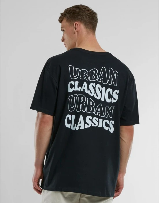 Мъжка тениска в черно Urban Classics UC Weavy Oversized, Овърсайз - Hoodstyle.bg