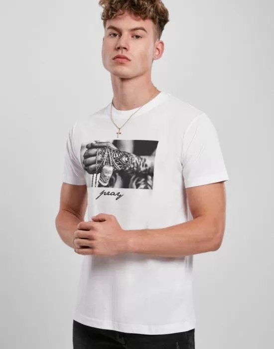 Мъжка бяла тениска Mister Tee Pray 2.0, Тениски - Hoodstyle.bg