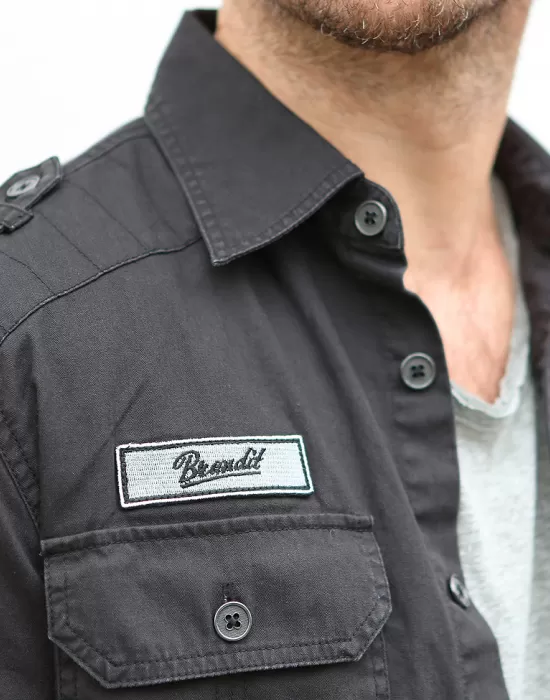 Мъжка риза в черен цвят в макси размери Brandit, Блузи и Ризи - Hoodstyle.bg