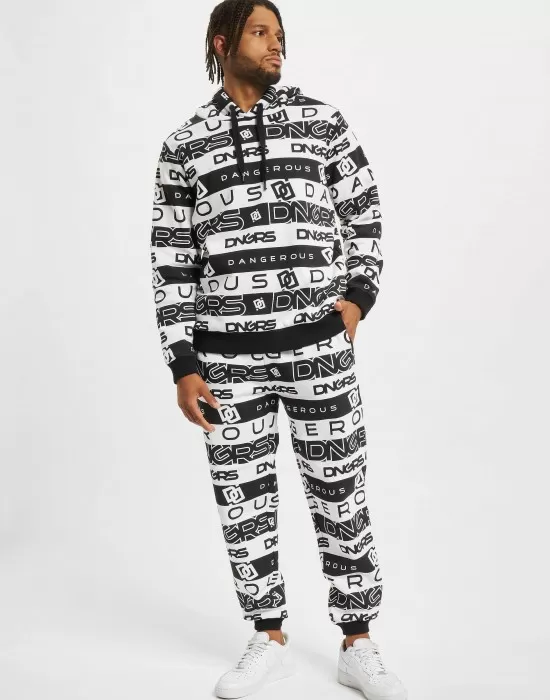 Мъжки анцуг в черно и бяло Dangerous DNGRS Oversized, Анцузи - Hoodstyle.bg