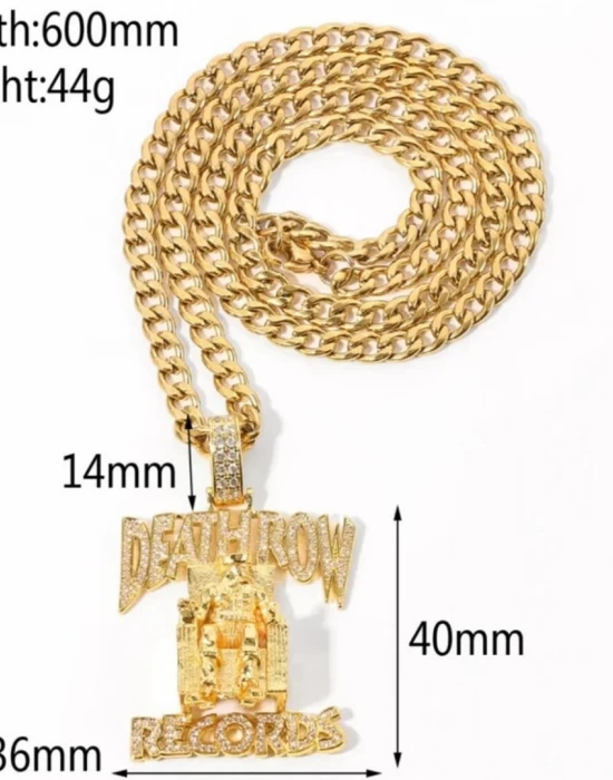 Death Row Records медальон в цвят злато, Аксесоари - Hoodstyle.bg